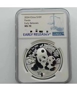 New China 2024 Panda S10Y NGC MS70 Early Releases 1 ozt. 30g Ag.999 Silv... - $77.22