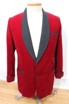 Vintage David Graff 37&quot; Chest Red Velvet Evening Blazer Jacket - £25.34 GBP