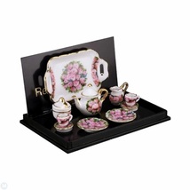 Coffee Set for Two Garden Rose 115.361/6 Reutter Porcelain Dollhouse Miniature - £39.40 GBP