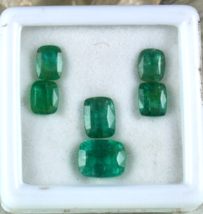Earth Mined Natural Emerald Cushion Cut 6 Pc 9.59 Ct Loose Gemstone Design Set - £757.64 GBP