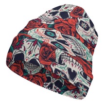 Mondxflaur Rose Skull Winter Beanie Hats Warm Men Women Knit Caps for Adults - £15.17 GBP