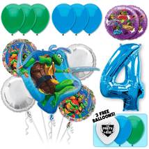 17pc TMNT Teenage Mutant Ninja Turtles Deluxe Balloon Bouquet - Blue Num... - £27.17 GBP