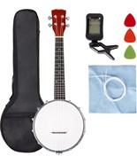 4-String Banjo Beginner Kit With Bag Tuner Strap Strings Plectrum, Circl... - $129.93