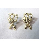 Candy Cane Earrings Faux Gold Non Magnetic Metal Stud 1 &quot; x .5&quot; butterfl... - £6.68 GBP