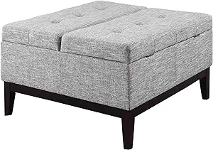 36 Heathered Gray And Black Ottoman With Hidden Storage - $485.99