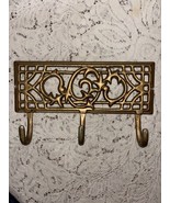 Vintage Victorian Metal 3 Hook Wall Rack Coat Key Accessory Solid Heavy ... - $61.04 CAD