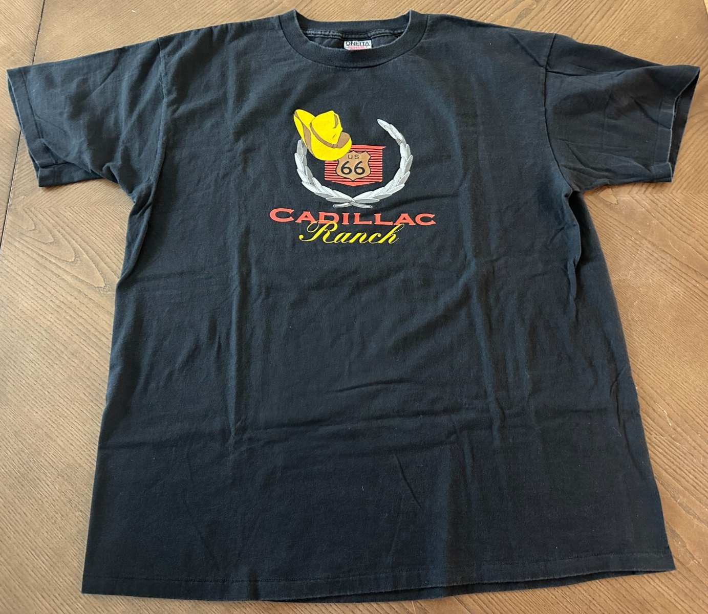 Vintage 90s Cadillac Ranch Route 66 Single Stitch Black T Shirt XL Colorado - $29.48