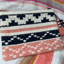 Women&#39;s Handloom &amp; Jacquard Fabric Clutch Bag - Universal Thread Navy - £9.40 GBP