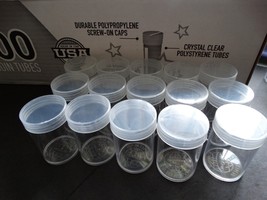 15 Whitman Large Dollar Round Clear Plastic Coin Storage Tubes Screw On Caps - $14.95
