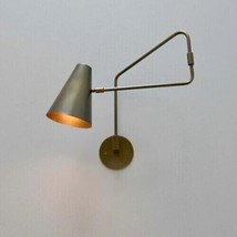 1 Light Shades Curved Arm Handmade Vintage Wall Mid Century Antique Brass Sputni - £195.81 GBP