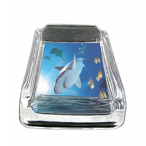 Sea Life Ocean D3 Glass Square Ashtray 4&quot; x 3&quot; Smoking Cigarette Bar - £37.16 GBP