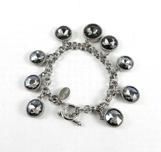 White House Black Market Whbm Black Rhinestone Silver Tone Womens Bracelet - £11.56 GBP