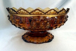 FENTON Amber Glass Hobnail Crown Pillar / Taper Candle Holder, Patent No 3541569 - $19.50