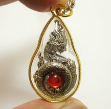 Naga Phaya Nak big magic snake pendant Red crystal necklace locket amulet bless  - £31.83 GBP