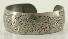 Vintage Estate Jewelry Metal KIRK STEIFF Pewter LARKSPUR Floral Cuff Bra... - £22.49 GBP