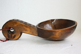 Vintage Hand Carved Rustic Russian Wooden Spoon Kovsh Bowl Cup Kvas Wate... - $47.04