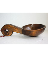 Vintage Hand Carved Rustic Russian Wooden Spoon Kovsh Bowl Cup Kvas Wate... - £28.31 GBP