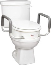 Carex 3.5 Inch Raised Toilet Seat With Arms - For Round, Support 250 Lbs. - £50.28 GBP