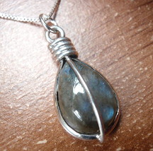 Blue Labradorite Teardrop 925 Sterling Silver Pendant Corona Sun Jewelry j50t - £12.22 GBP