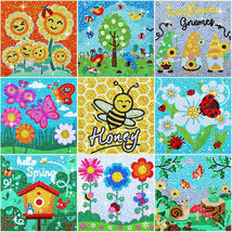9 Pcs Spring 5D Diamond Painting Kits Bee Butterfly Sunflower Full round Drill 5 - £20.86 GBP
