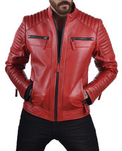 Mens Leather Jacket Stylish Genuine Lambskin Motorcycle Bomber Biker Jackets-098 - £90.83 GBP