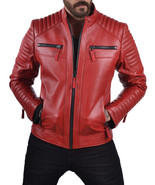 Mens Leather Jacket Stylish Genuine Lambskin Motorcycle Bomber Biker Jackets-098 - $117.50