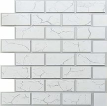 Dundee Deco GRAZTP10025499 White Grey Faux Brick PVC 3D Wall Panel, 2 ft X 2 ft  - £7.79 GBP+