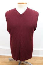 Vtg 90s Eddie Bauer XL Maroon Red Merino Wool V-Neck Rib Knit Sweater Vest - £19.60 GBP