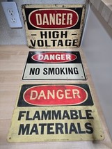 Lot Danger High Voltage No Smoking Flammable Metal/Fiberglass Signs 14x1... - £58.11 GBP