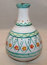 Studio Art Pottery Signed Hand Painted White Flower Bud Vase 14.5cm 5 3/... - $30.94