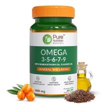 Vegan Omega 3-5-6-7-9 with Seabuckthorn Oil, Flaxseed Oil ,olive oil 30 ... - £27.60 GBP