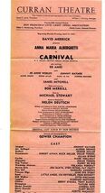 Carnival Flyer Anna Maria Alberghetti Curran Theatre San Francisco 1962 - $17.82