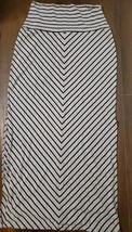 Athleta Stripe Gray Black Seaside Maxi Foldover Skirt Womens Medium - $367.64 MXN