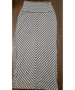 Athleta Stripe Gray Black Seaside Maxi Foldover Skirt Womens Medium - $367.64 MXN