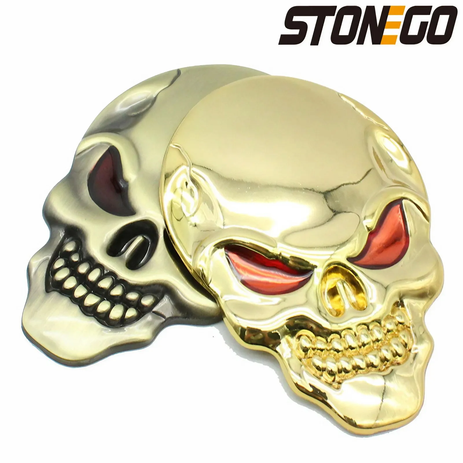 STONEGO 3D Metal Body Sticker Zinc Alloy Car Decoration Adhesive Skeleton Skull - £9.10 GBP+