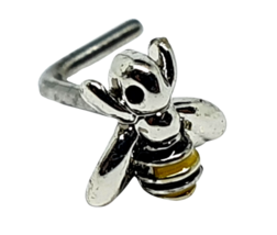 Bee Nose Stud Insect Silver Black Enamel 20 g (0,8 mm) Acero quirúrgico L... - £6.53 GBP