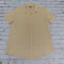 White Stag Shirt Womens Medium 8-10 Yellow Short Sleeve Button Up Casual Nylon - £14.21 GBP