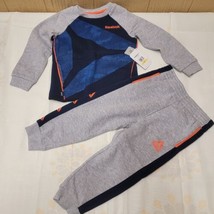 Reebok Toddler Boys 2 pc Sweat Suit sz 3T Blue &amp; Gray with Pockets NWT - £20.46 GBP