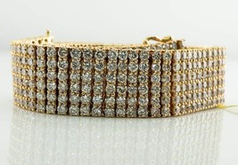 18.00CT Round Cut Simulated Diamond Women&#39;s Bracelet Gold Plated 925 Silver - £187.33 GBP