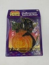 Vintage Pumpkin Time Kmart Halloween Suncatcher Black Cat Pumpkin Suction Cup  - £8.83 GBP