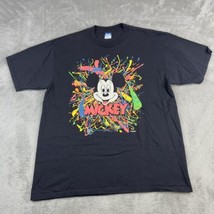 Men’s Vintage 80’s 90’s Disney Mickey Mouse Paint Splatter Black T-Shirt XL - £37.51 GBP