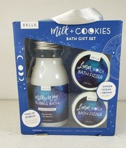 Hallu Milk &amp; Cookies Bath Set Bubble Bath Bath Fizzer Ginger Ocean Orchid Scent - £12.14 GBP