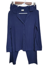 Soma Small Blue Cool Nights Long Sleeve Notch Collar Pajama Top W/ Stars - £23.97 GBP