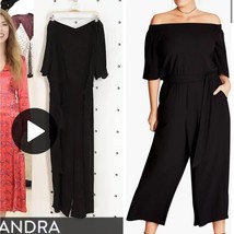 NWT City Chic Off the Shoulder Jumpsuit in Black Size 20 - £51.62 GBP