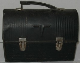 Vintage Thermos Black Metal Work School Lunch Box Lunchbox Rusty Prop Di... - $28.71