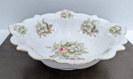 Hand Painted Habsburg China Austria Floral Serving Bowl Scalloped Edge 11&quot; - £43.42 GBP