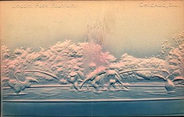 Udb Embossed Airbrushed POSTCARD- Lincoln Park Fountain, Chicago, Il BK59 - £7.10 GBP