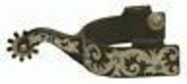 Engraved Western Saddle Horse Show Spurs Brown w/Silver + Blue Bling! Ad... - $38.80
