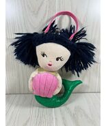 Gymboree small plush mermaid coin purse green tail black hair pink shell - $14.04
