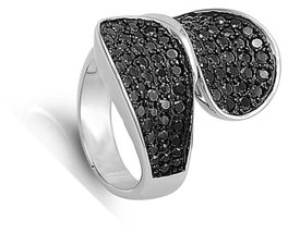 Sterling Silver Round Black Simulated Cubic Zirconia Ring - £56.74 GBP+